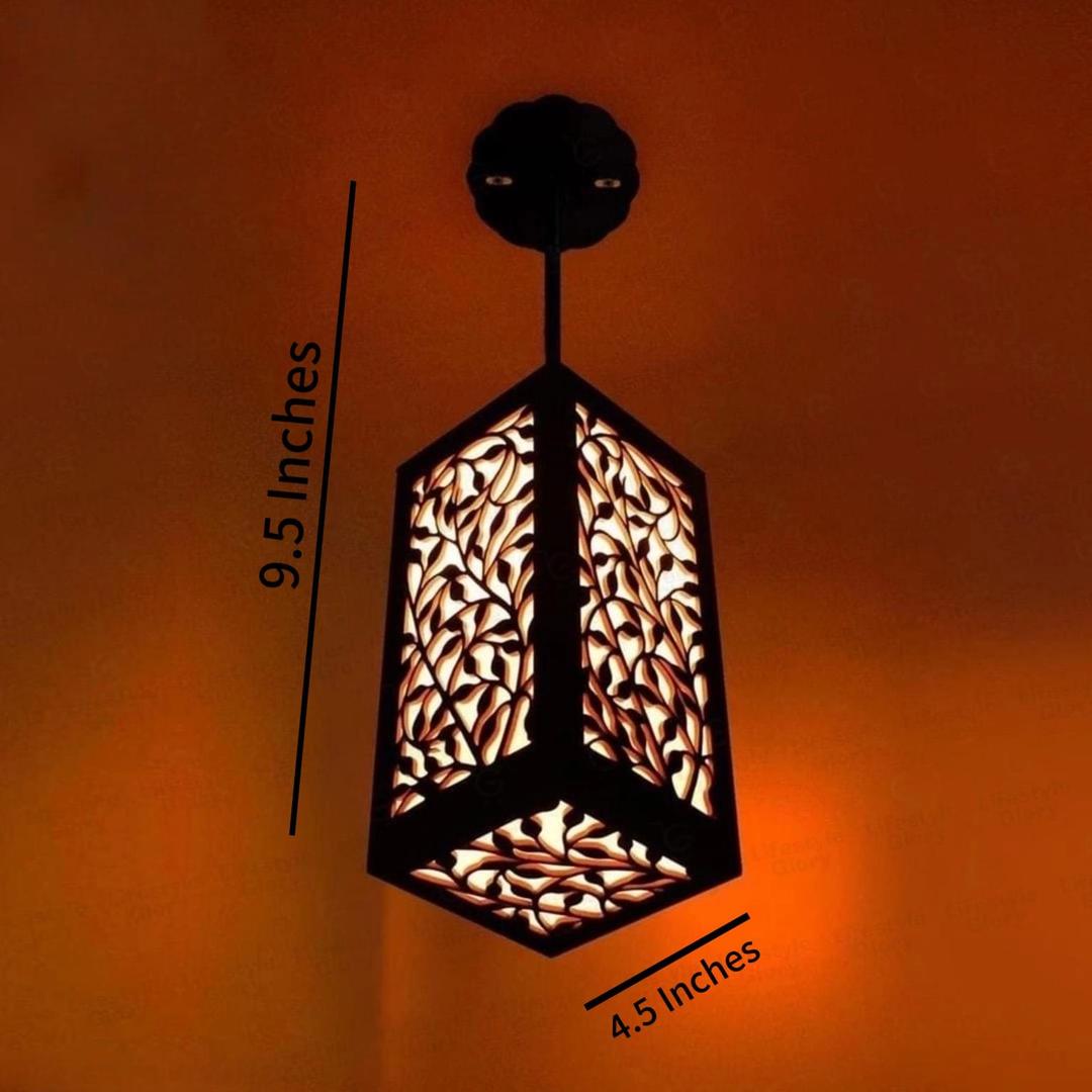 Rechargeable Leaf Pattern Ceiling Lamp Brown MDF