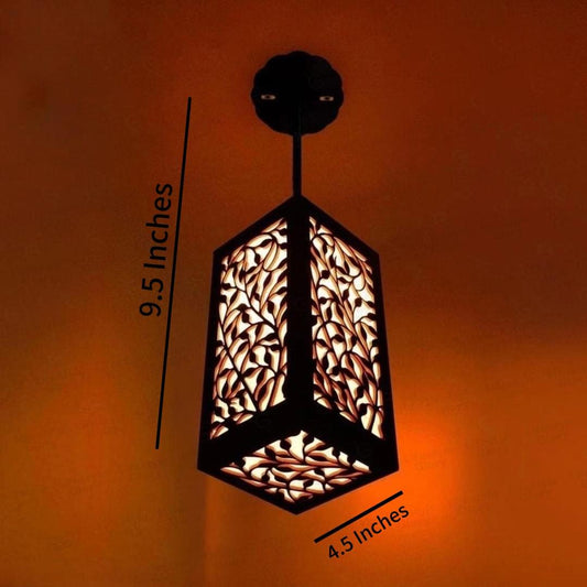 Rechargeable Leaf Pattern Ceiling Lamp Brown MDF