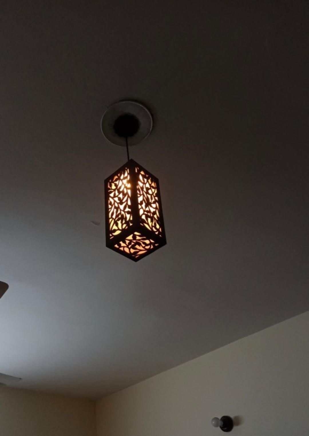 Rechargeable Leaf Pattern Ceiling Lamp Brown MDF