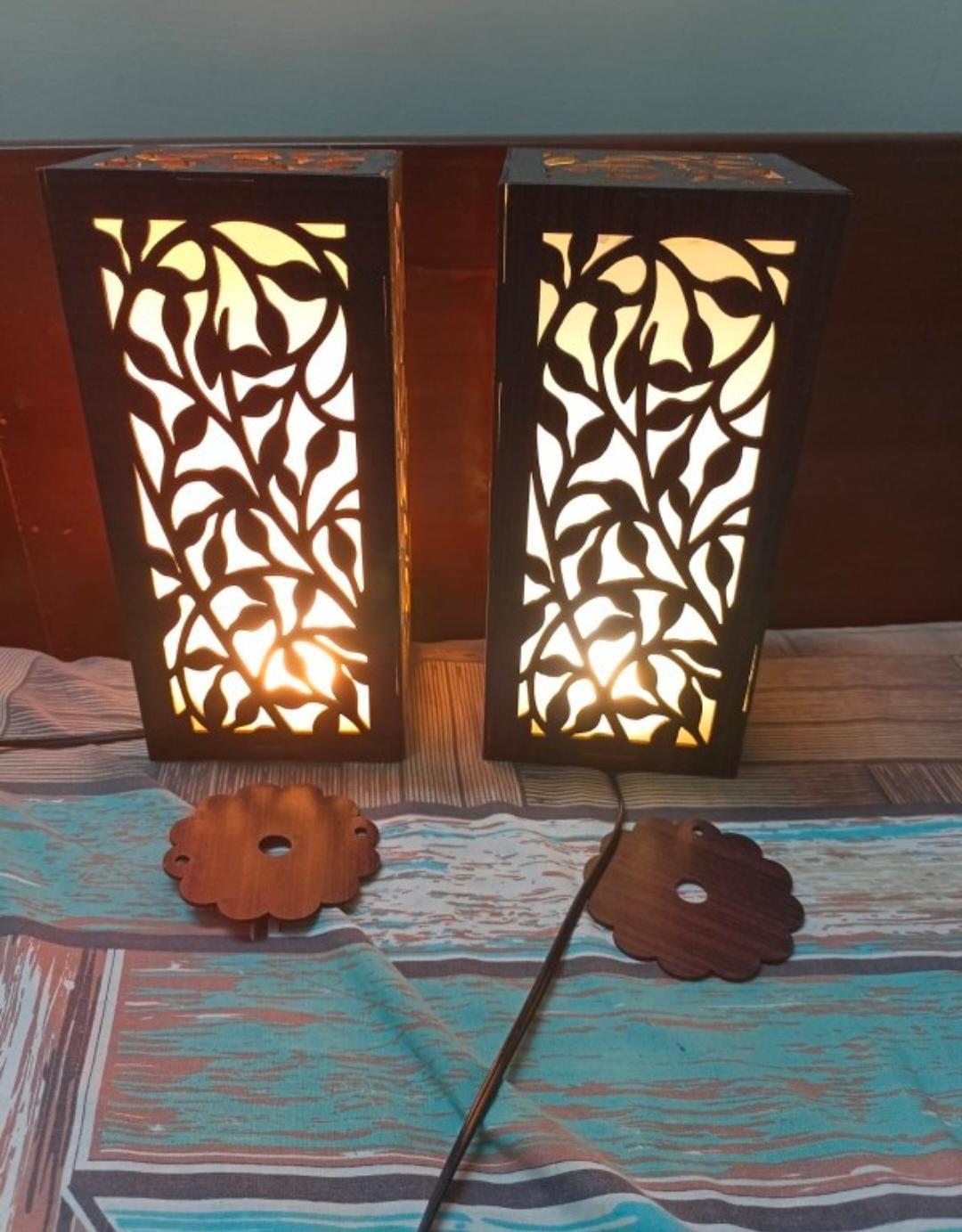 Rechargeable Leaf Pattern Ceiling Lamp Brown MDF
