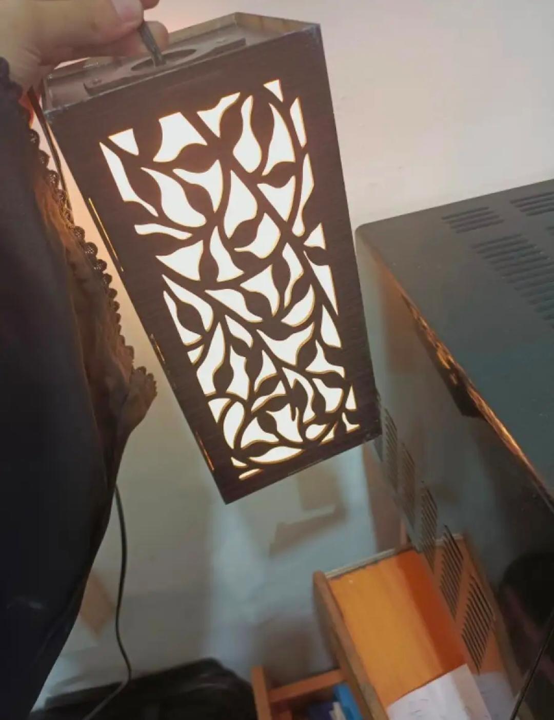 Rechargeable Leaf Pattern Ceiling Lamp Brown MDF