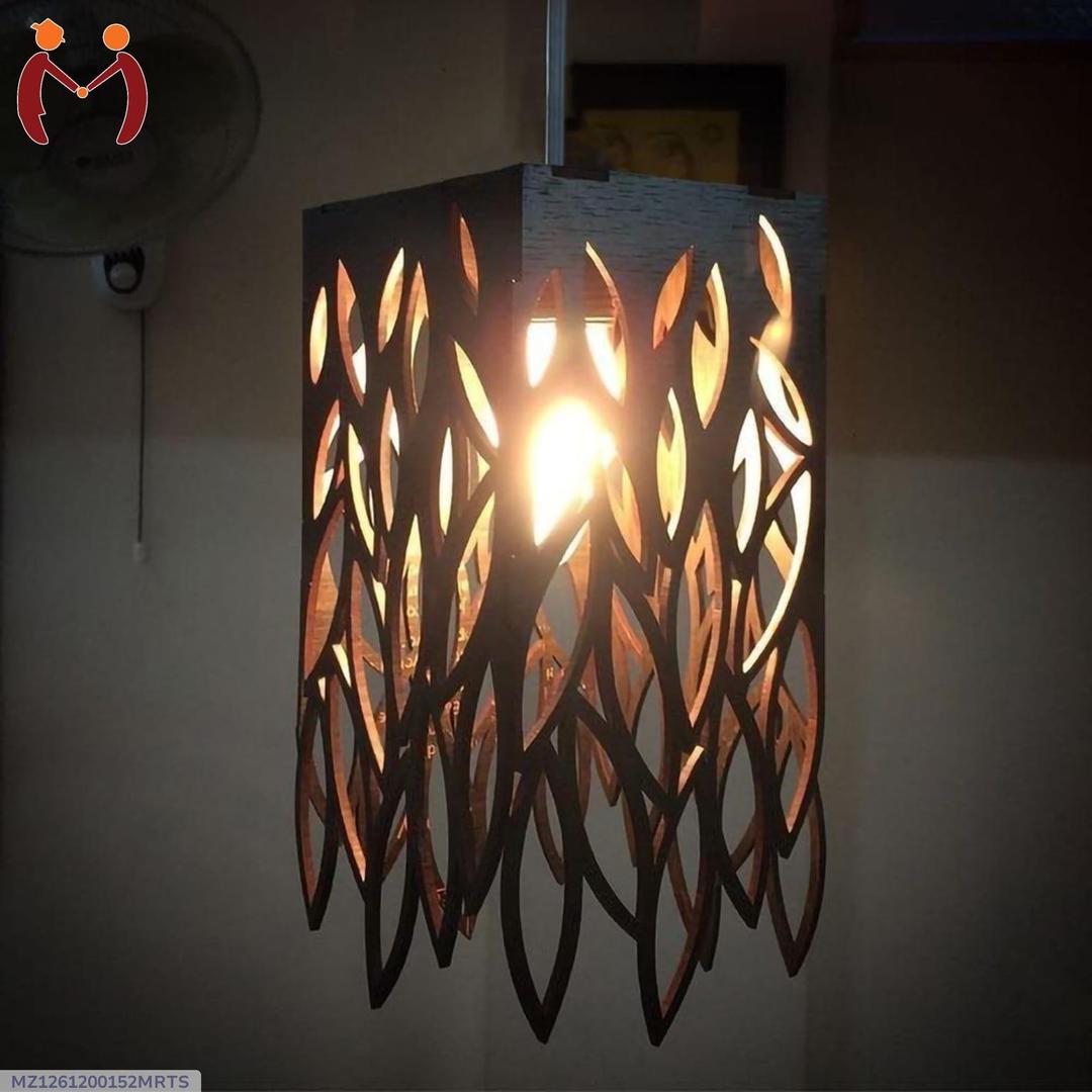 Rechargeable Leaf Pendant Lamp Golden Glow Black MDF