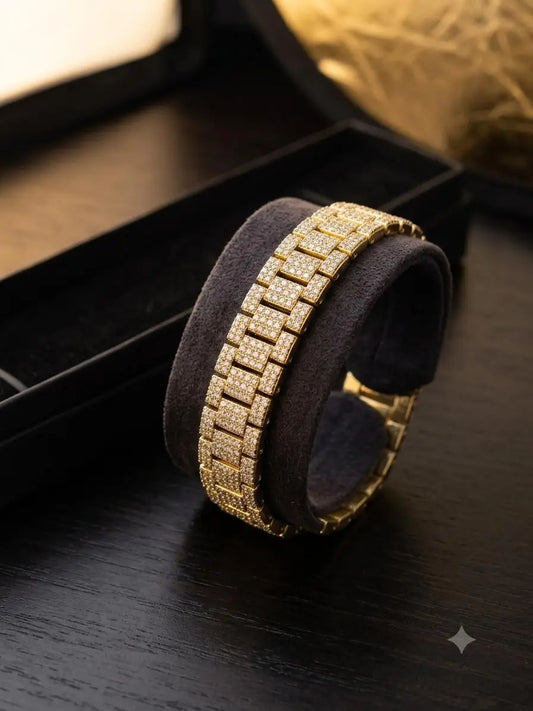 Luxury Iced-Out Zircon Bracelet for Men & Women – Premium Gold/Silver Plated Adjustable Bracelet