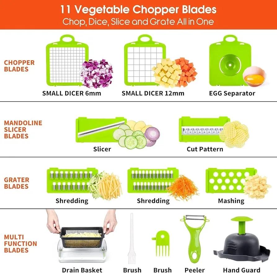 Multi-Function Vegetable Slicer with 7 Blades Set